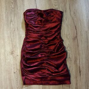 Vintage Jessica McClintock Red Strapless Mini Dress // homecoming goth alt